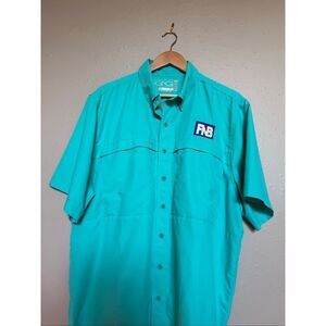 “GameGuard FNB Logo Teal Short Sleeve Fishing/Outdoor Shirt”SZ XL